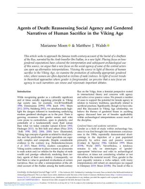 Agents of Death: Reassessing Social Agency and Gendered Narratives of Human Sacriﬁce in the Viking Age