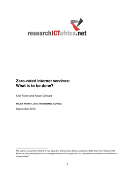 Zero-Rated Internet Services: What Is to Be Done?