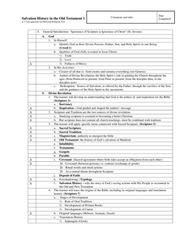 Salvation History in the Old Testament 1 Completed ∆ = Test Question on Diocesan Religion Test