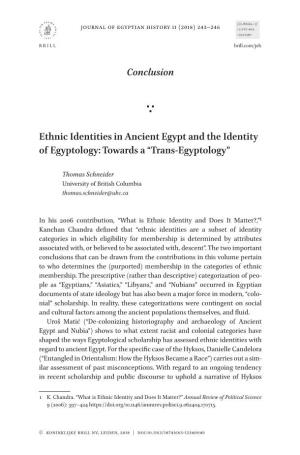 Conclusion Ethnic Identities in Ancient Egypt and the Identity Of