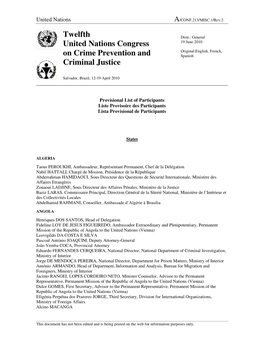 Twelfth United Nations Congress on Crime Prevention and Criminal
