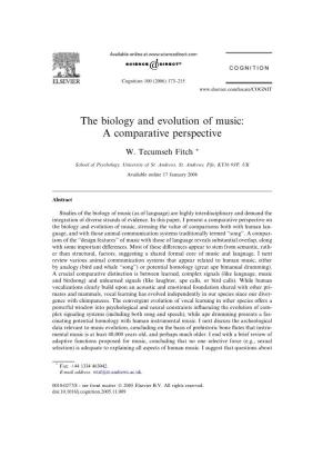 The Biology and Evolution of Music: a Comparative Perspective