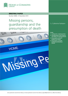 Missing Persons, Guardianship and the Presumption of Death