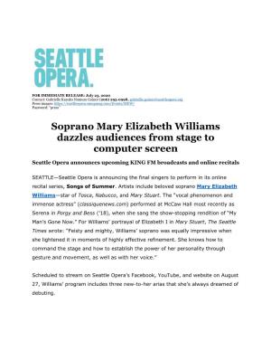 Soprano Mary Elizabeth Williams Dazzles Audiences from Stage to Computer Screen