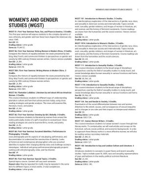 Women's and Gender Studies (Wgst) 1