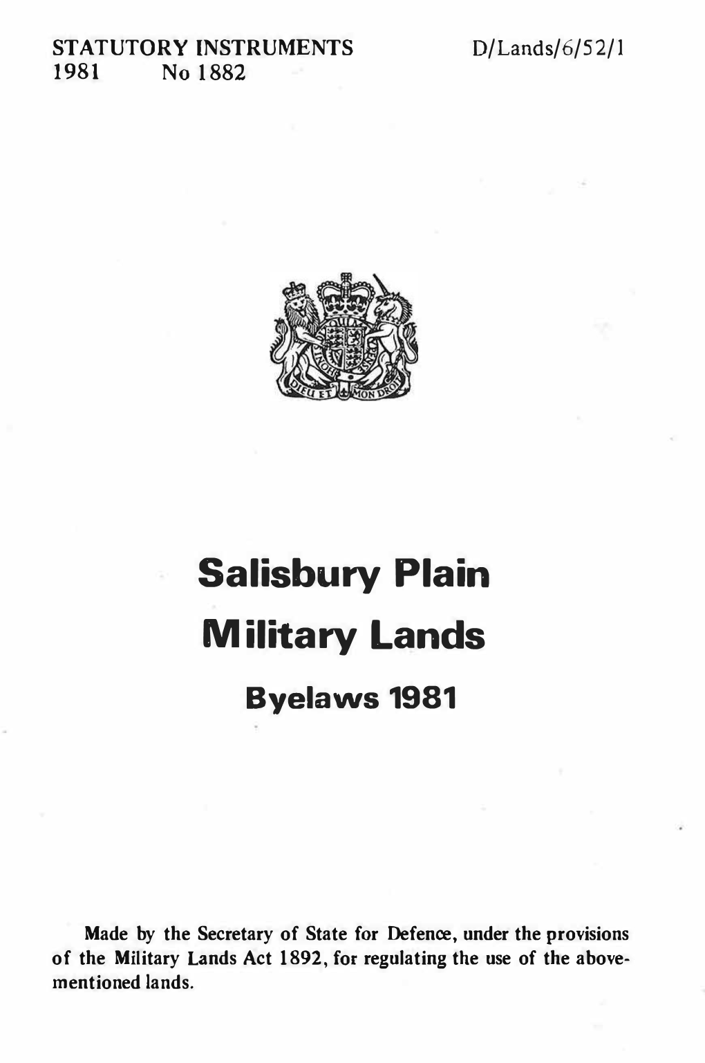 Salisbury-Plain Byelaws 1981