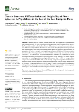 Genetic Structure, Differentiation and Originality of Pinus Sylvestris L. Populations in the East of the East European Plain