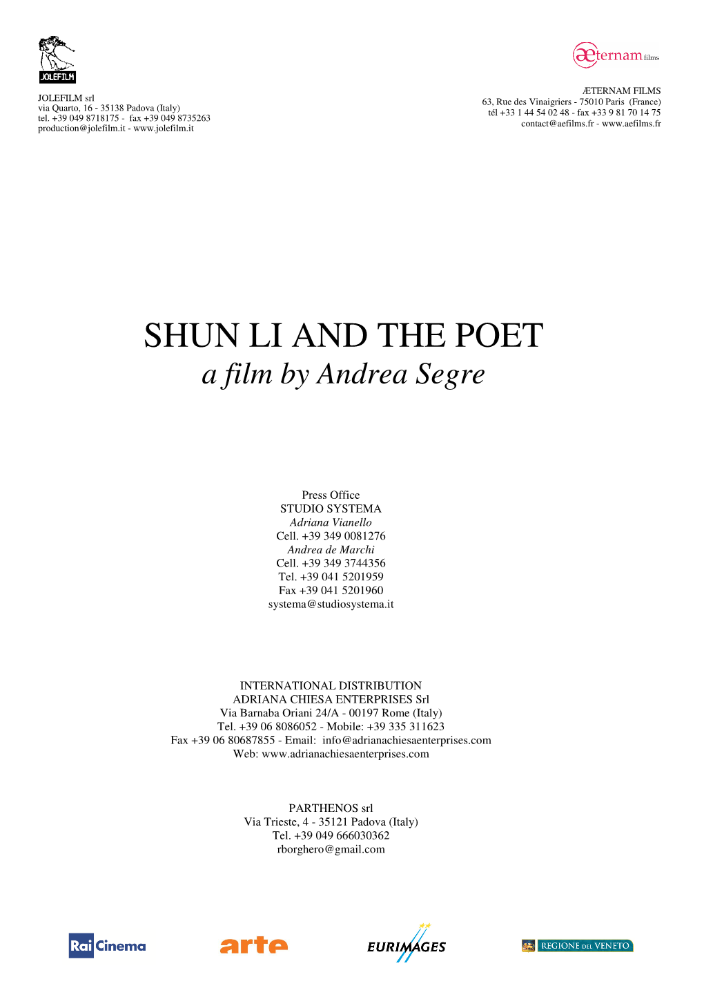 SHUN LI and the POET a Film by Andrea Segre