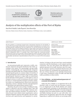 Analysis of the Multiplicative Effects of the Port of Rijeka
