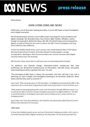 John Lyons Joins Abc News
