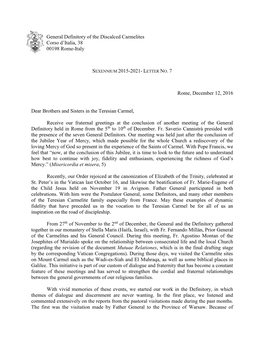 General Definitory of the Discalced Carmelites Corso D'italia, 38 00198