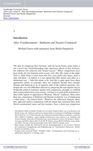 Stalinism and Nazism Compared Michael Geyer and Sheila Fitzpatrick Excerpt More Information