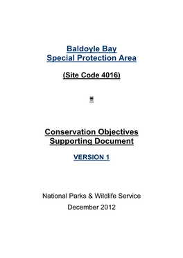 Baldoyle Bay SPA 004016 Conservation Objectives Supporting