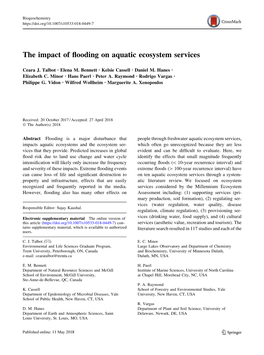 The Impact of Flooding on Aquatic Ecosystem Services