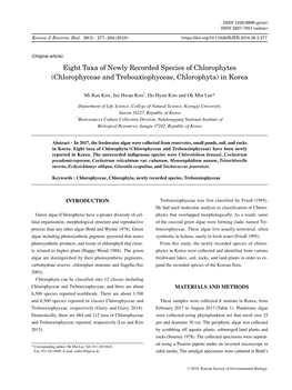 Chlorophyceae and Trebouxiophyceae, Chlorophyta) in Korea