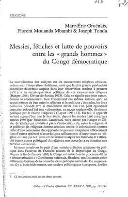 Du Congo Démocratique