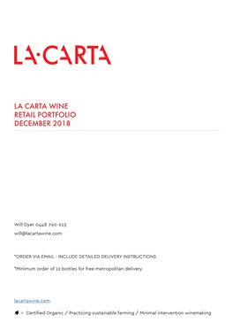 La Carta Wine Retail Portfolio December 2018
