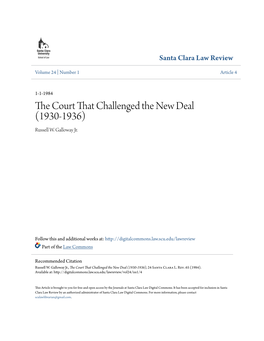 The Court That Challenged the New Deal (1930-1936), 24 Santa Clara L