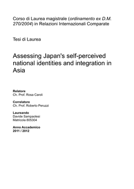 Assessing Japan's Self-Perceived National Identities and Integration in Asia