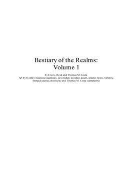 Bestiary of the Realms, Volume 1 TABLE of CONTENTS