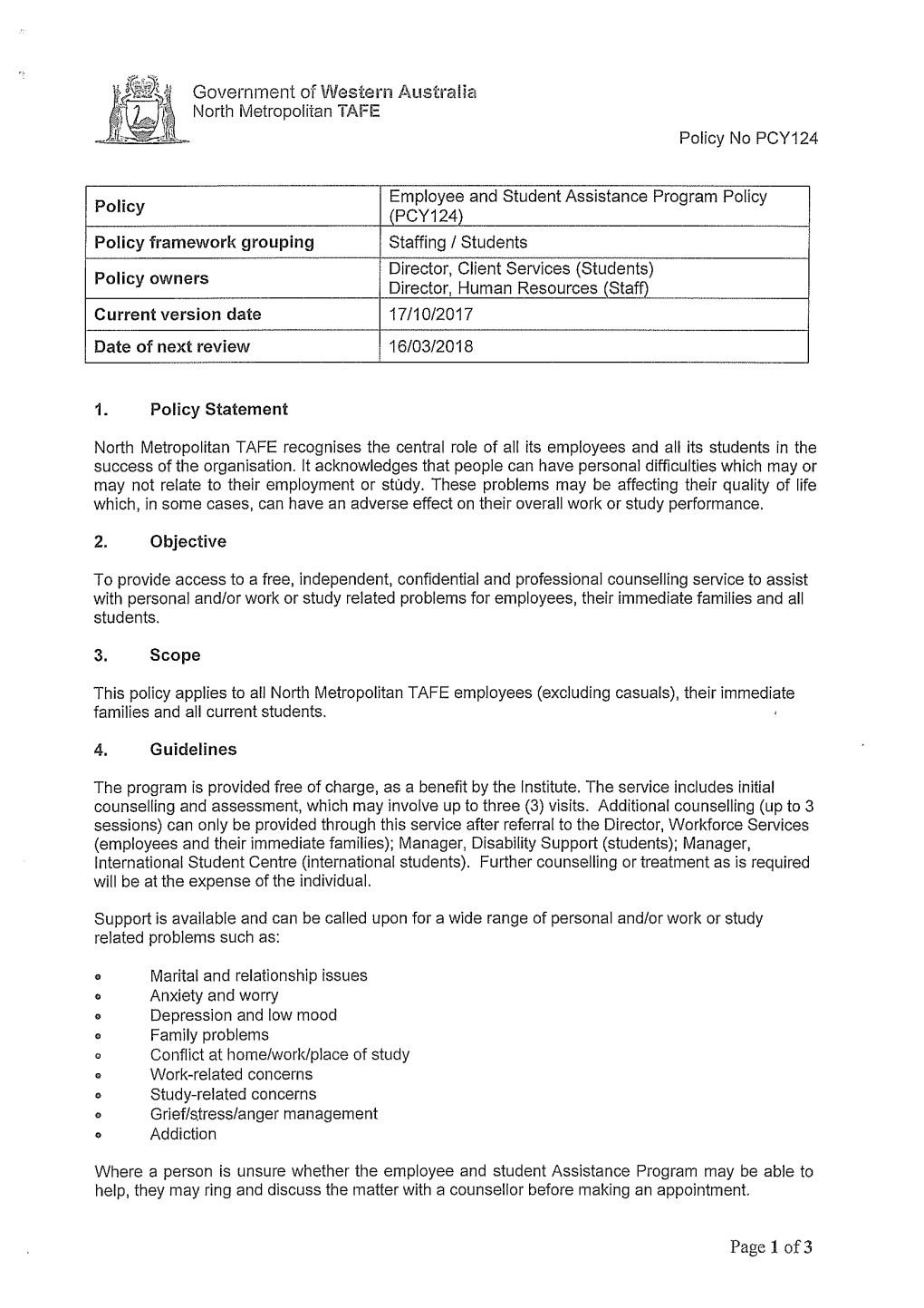 View Tabled Paper