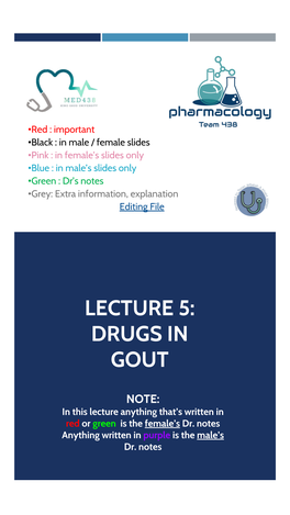 Lecture 5: Drugs in Gout