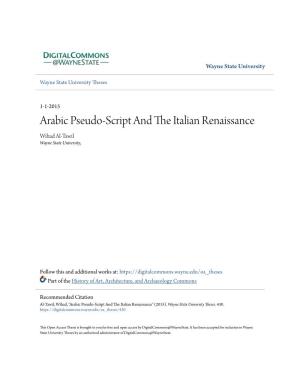 Arabic Pseudo-Script and the Italian Renaissance