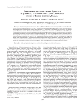 Phylogenetic Diversification of Equisetum (Equisetales)