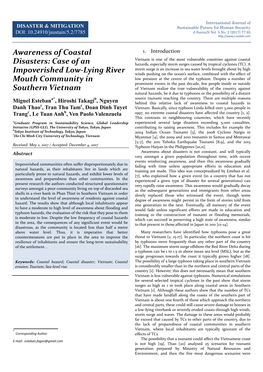 Awareness of Coastal Disasters: Case of an Impoverished Low-Lying River Mouth Community in Southern Vietnam