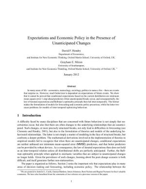 Expectations and Economic Policy in the Presence of Unanticipated Changes