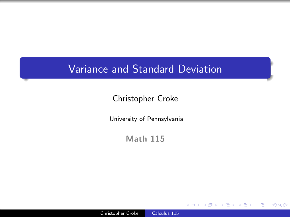 Variance and Standard Deviation