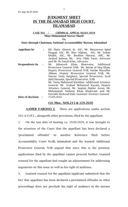 Judgment Sheet in the Islamabad High Court, Islamabad