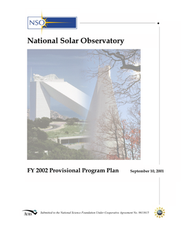 FY 2002 Provisional Program Plan September 10, 2001