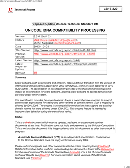 UTS #46: Unicode IDNA Compatibility Processing