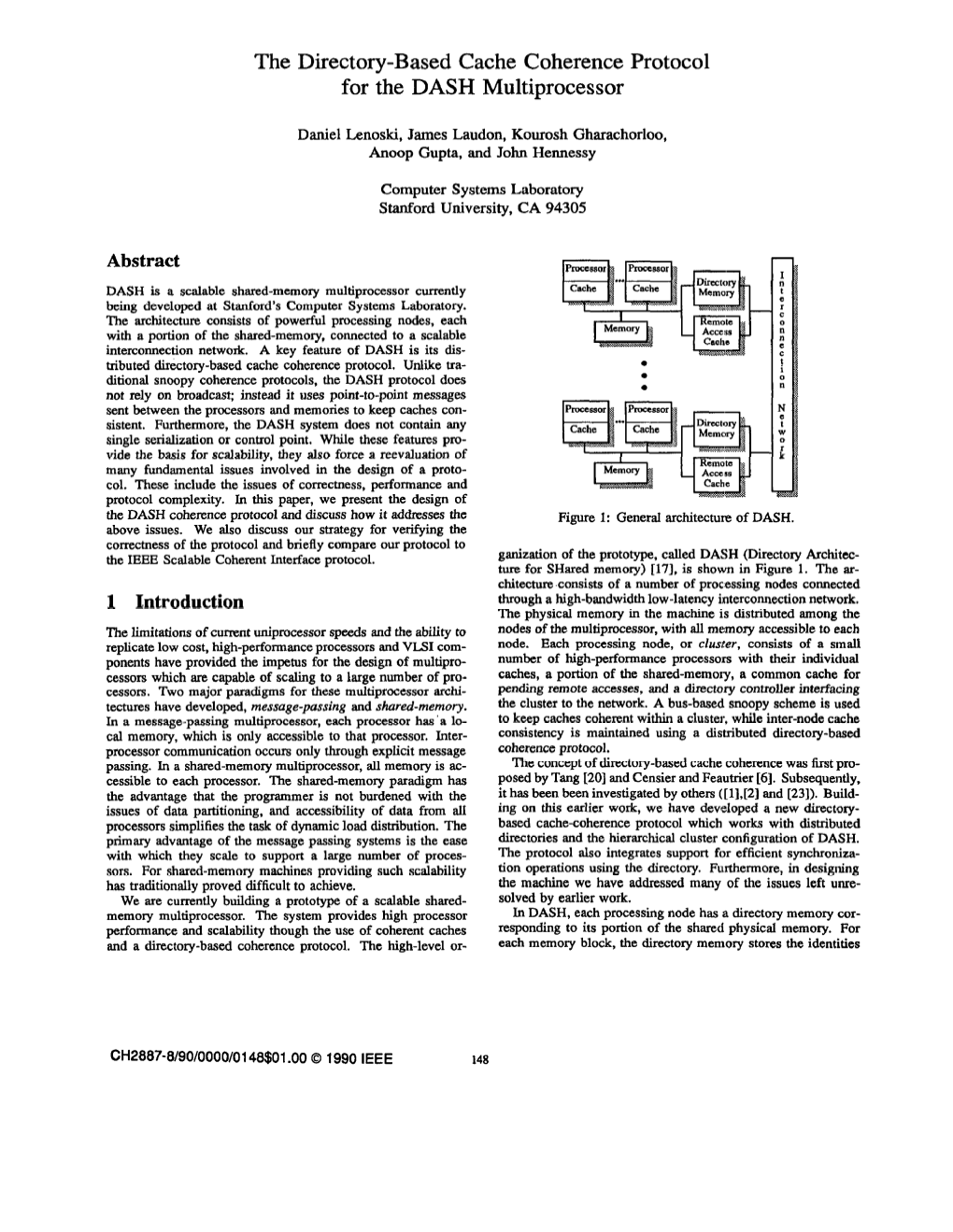 The Directory-Based Cache Coherence Protocol for the DASH Multiprocessor