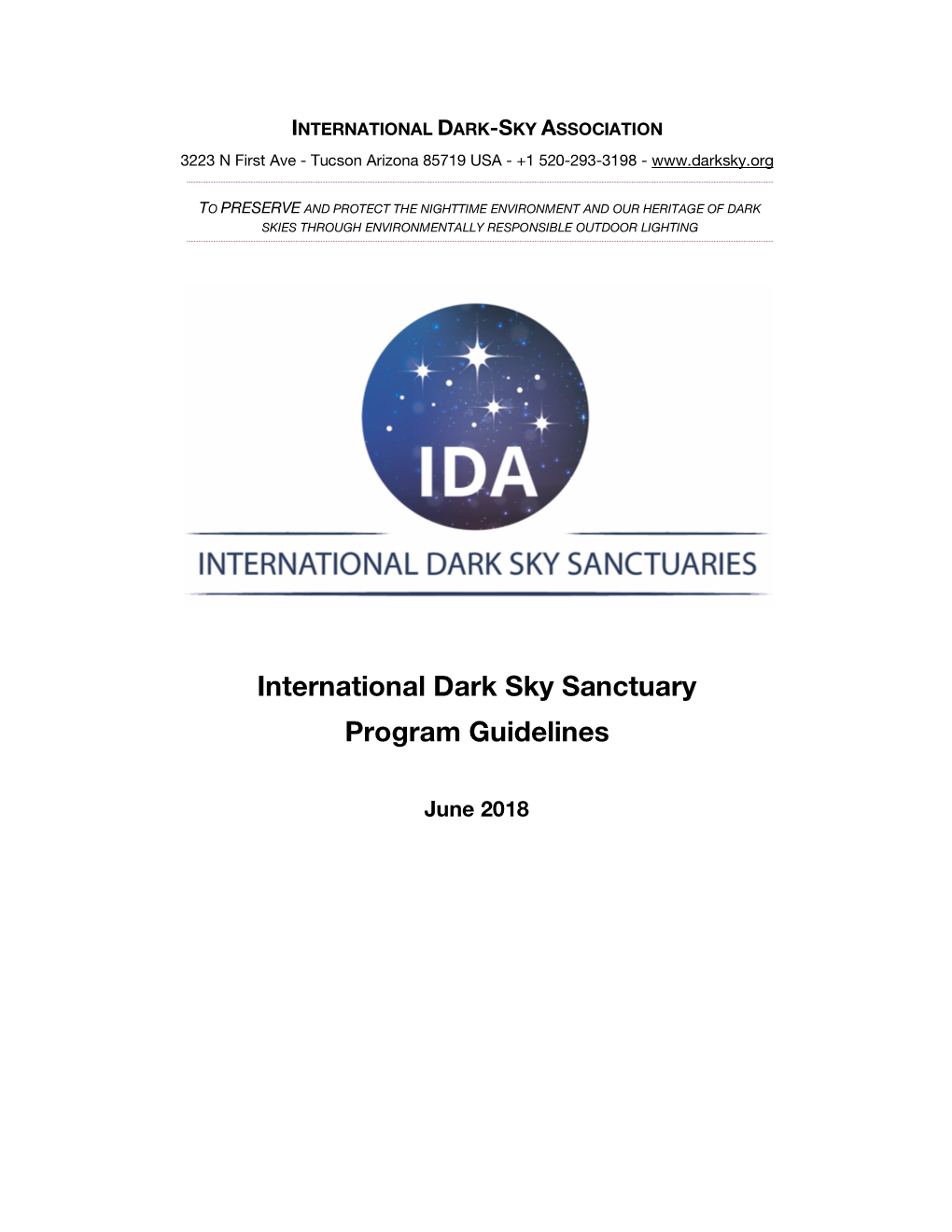 International Dark Sky Sanctuary Program Guidelines