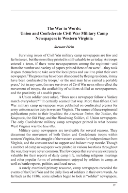 The War in Words: Union and Confederate Civil War Military Camp Newspapers in Western Virginia