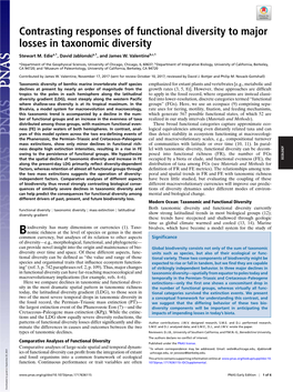 Contrasting Responses of Functional Diversity to Major Losses In