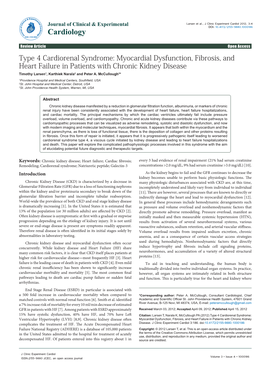 Type 4 Cardiorenal Syndrome: Myocardial Dysfunction, Fibrosis, and Heart Failure in Patients with Chronic Kidney Disease Timothy Larsen1, Karthiek Narala2 and Peter A