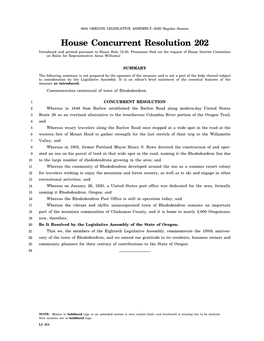 House Concurrent Resolution 202 Introduced and Printed Pursuant to House Rule 12.00