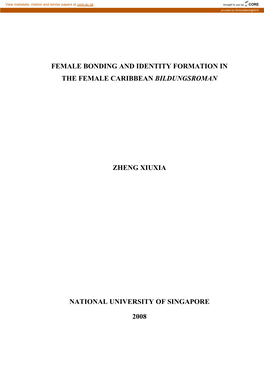 Female Bonding and Identity Formation in the Female Caribbean Bildungsroman