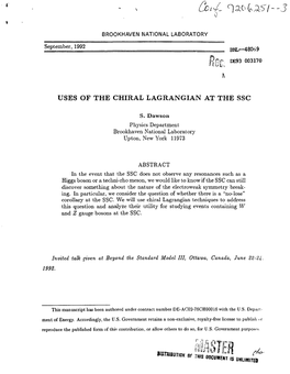 Uses of the Chiral Lagrangian at the Ssc