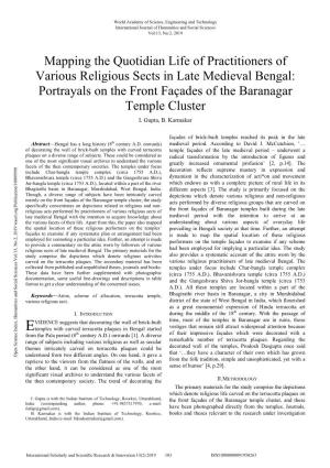 Mapping the Quotidian Life of Practitioners of Various Religious Sects in Late Medieval Bengal: Portrayals on the Front Façades of the Baranagar