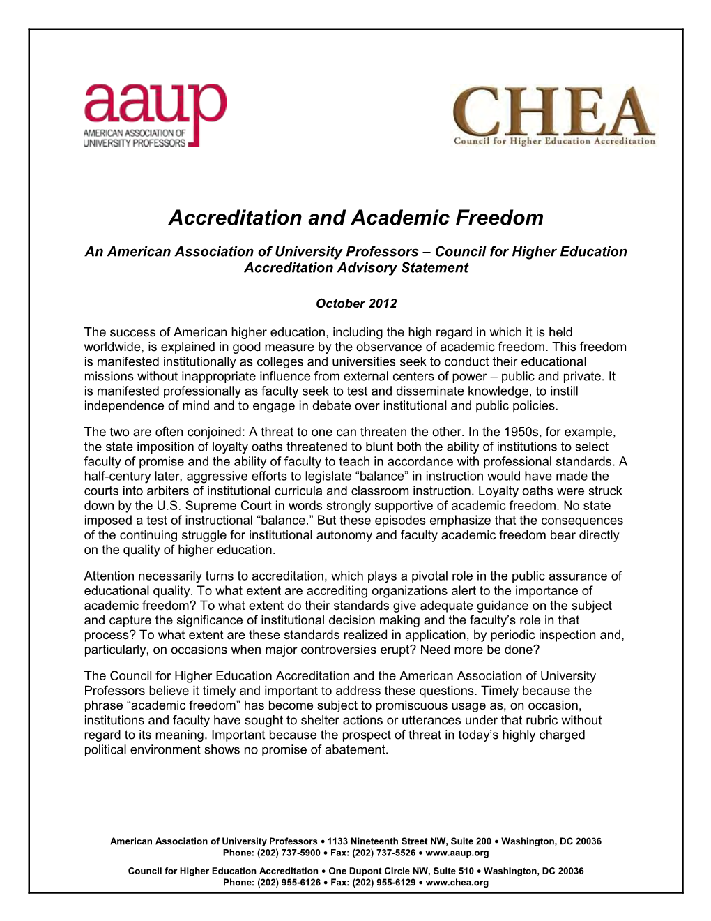 Accreditation and Academic Freedom