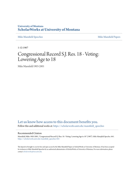 Congressional Record SJ Res. 18
