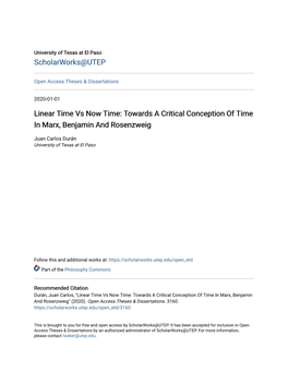 Towards a Critical Conception of Time in Marx, Benjamin and Rosenzweig