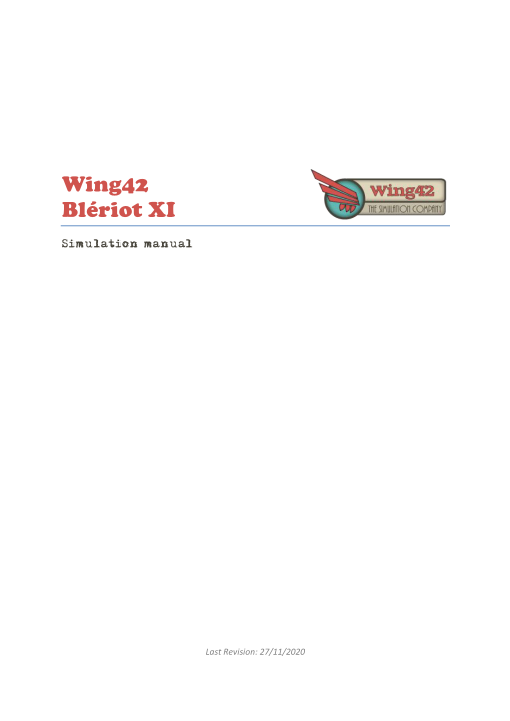 Wing42 Blériot XI Simulation Manual