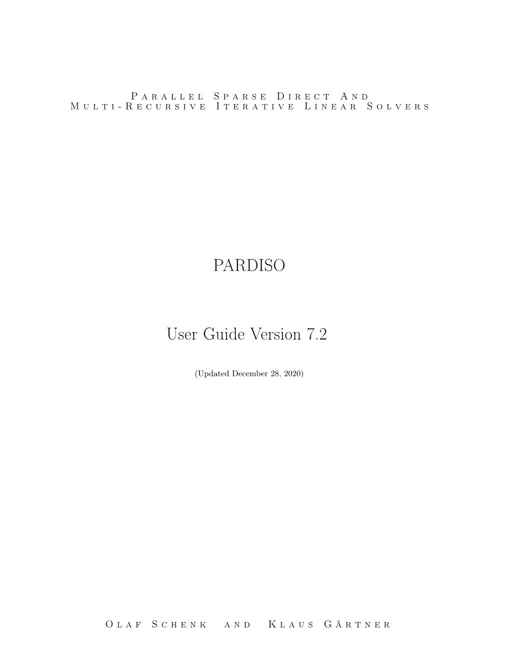 PARDISO User Guide Version