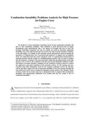 Combustion Instability Problems Analysis for High Pressure Jet Engine Cores