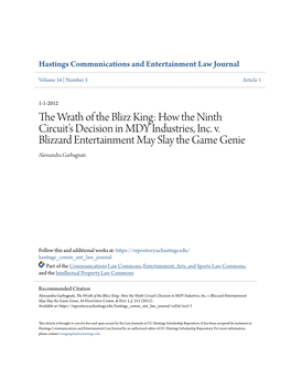 The Wrath of the Blizz King: How the Ninth Circuit’S Decision in MDY Industries, Inc